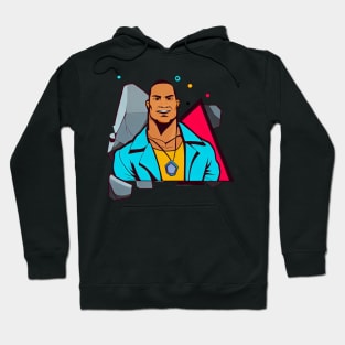 The design is inspired by the pop art movement, with the use of bright colors, geometric patterns and popular icons. Hoodie